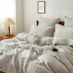 Simple&Opulence 100% Linen Duvet Cover Set, Natural French Flax Duvet Cover Twin Size, Breathable Soft Comfy Linen Bedding Comforter Cover with 1 Pillowcase (68"x86")