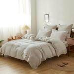 Simple&Opulence 100% Linen Duvet Cover Set, Natural French Flax Duvet Cover Twin Size, Breathable Soft Comfy Linen Bedding Comforter Cover with 1 Pillowcase (68"x86")