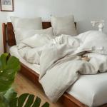 Simple&Opulence 100% Linen Duvet Cover Set, Natural French Flax Duvet Cover Twin Size, Breathable Soft Comfy Linen Bedding Comforter Cover with 1 Pillowcase (68"x86")