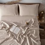 LBRO2M 100% Linen Sheet Set King Size,Bed Sheets 4 Piece Sets, Solid Color Natural Flax Bed Sheets Soft Breathable Bedding,16" Deep Pocket,All Season (King, Linen)