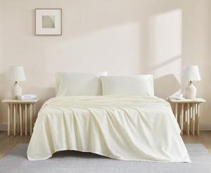 Linen Closet Luxury Cotton 144 Thread Count Organic Cotton 3-Piece Sheet Set,Twin XL, Fresh Ivory