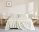 Linen Closet Luxury Cotton 144 Thread Count Organic Cotton 3-Piece Sheet Set,Twin XL, Fresh Ivory