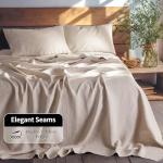 LBRO2M 100% Linen Sheet Set King Size,Bed Sheets 4 Piece Sets, Solid Color Natural Flax Bed Sheets Soft Breathable Bedding,16" Deep Pocket,All Season (King, Linen)