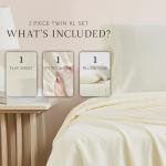 Linen Closet Luxury Cotton 144 Thread Count Organic Cotton 3-Piece Sheet Set,Twin XL, Fresh Ivory