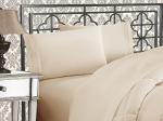 Elegant Comfort Luxurious 1500 Premium Hotel Quality Microfiber Three Line Embroidered Softest 4-Piece Bed Sheet Set, Wrinkle and Fade Resistant, Queen, Cream