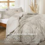 Bedsure Tufted Boho Comforter Set Twin Size - Linen Boho Bed Set, GentleSoft™ 2 Pieces Farmhouse Shabby Chic Embroidery Bedding, Gifts for Woman, Soft Jacquard Twin Comforter for All Seasons