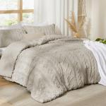 Bedsure Tufted Boho Comforter Set Twin Size - Linen Boho Bed Set, GentleSoft™ 2 Pieces Farmhouse Shabby Chic Embroidery Bedding, Gifts for Woman, Soft Jacquard Twin Comforter for All Seasons