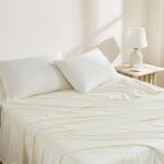 Linen Closet Luxury Cotton 144 Thread Count Organic Cotton 3-Piece Sheet Set,Twin XL, Fresh Ivory