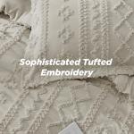 Bedsure Tufted Boho Comforter Set Twin Size - Linen Boho Bed Set, GentleSoft™ 2 Pieces Farmhouse Shabby Chic Embroidery Bedding, Gifts for Woman, Soft Jacquard Twin Comforter for All Seasons