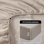 LBRO2M 100% Linen Sheet Set King Size,Bed Sheets 4 Piece Sets, Solid Color Natural Flax Bed Sheets Soft Breathable Bedding,16" Deep Pocket,All Season (King, Linen)