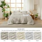 Bedsure Tufted Boho Comforter Set Twin Size - Linen Boho Bed Set, GentleSoft™ 2 Pieces Farmhouse Shabby Chic Embroidery Bedding, Gifts for Woman, Soft Jacquard Twin Comforter for All Seasons