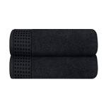 GLAMBURG 100% Cotton 2 Pack Oversized Bath Towel Set 28x55 Inches, Ultra Soft Highly Absorbant Compact Quickdry & Lightweight Large Bath Towels, Ideal for Gym Travel Camp Pool - Black