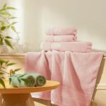 Marvione Bath Towels Set 6 Piece, 100% Turkish Cotton Highly Absorbent and Soft Towels for Bathroom 2 Bath Towels 2 Hand Towels 2 Washcloths, Pink