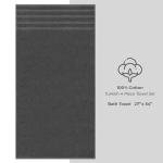 American Soft Linen Luxury 4 Piece Bath Towel Set, 600 GSM 100% Cotton Turkish Bath Towels for Bathroom, 27x54 in Large Bathroom Shower Towels, Dark Gray