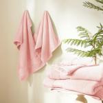 Marvione Bath Towels Set 6 Piece, 100% Turkish Cotton Highly Absorbent and Soft Towels for Bathroom 2 Bath Towels 2 Hand Towels 2 Washcloths, Pink