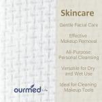 Ourmed Life Face Towels, Disposable Biodegradable Facial Towels for Sensitive Skin, Lint- free Face Wipes for Washing Face, Skincare and Makeup Remover, Dry Wipes, 10"×12" Extra Large, 50 Count