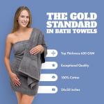 White Classic Wealuxe Grey Towels for Bathroom 6 Pack, Cotton Bath Towel Set for Hotel, Gym, Spa, Soft Extra Absorbent Quick Dry 24x50 Inch