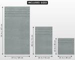 Utopia Towels 8 Piece Luxury Towel Set, 2 Bath, 2 Hand, and 4 Wash Cloths, 600 GSM Ring Spun Cotton, Highly Absorbent Viscose Stripe Towels, Ideal for Everyday use, Cool Grey