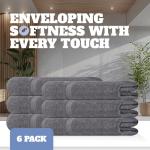 White Classic Wealuxe Grey Towels for Bathroom 6 Pack, Cotton Bath Towel Set for Hotel, Gym, Spa, Soft Extra Absorbent Quick Dry 24x50 Inch