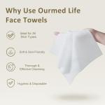 Ourmed Life Face Towels, Disposable Biodegradable Facial Towels for Sensitive Skin, Lint- free Face Wipes for Washing Face, Skincare and Makeup Remover, Dry Wipes, 10"×12" Extra Large, 50 Count