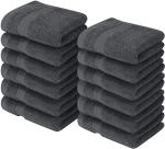 Utopia Towels 12 Pack Premium Wash Cloths Set, 12 by 12 Inches, 100% Cotton Ring Spun, Highly Absorbent and Soft Feel Essential Washcloths for Bathroom, Spa, Gym, and Face, Grey