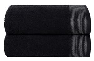 BELIZZI HOME Ultra Soft 2 Pack Oversized Bath Towel Set, 28x55 inches, 100% Cotton, Large, Absorbent, Quick Dry, Lightweight, Ideal for Gym, Travel, Camp, Pool - Black