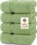 Utopia Towels 4 Pack Premium Bath Towels Set, 27 by 54 Inches, 100% Ring Spun Cotton 600GSM, Lightweight and Highly Absorbent Quick Drying Towels, Perfect for Daily Use, Sage Green