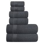 Belizzi Home Ultra Soft 6 Pack Cotton Towel Set, Contains 2 Bath Towels 28x55 inch, 2 Hand Towels 16x24 inch & 2 Wash Coths 12x12 inch, Ideal Everyday use, Compact & Lightweight - Charcoal Grey