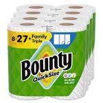 Bounty Quick-Size Paper Towels, White, 8 Family Triple Rolls = 27 Regular Rolls