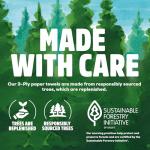 Brawny Tear-A-Square 3-Ply Paper Towels, 6 Double Rolls = 12 Regular Rolls, Strong, Absorbent, and Durable with 3 Sheet Sizes (Quarter, Half, Full)