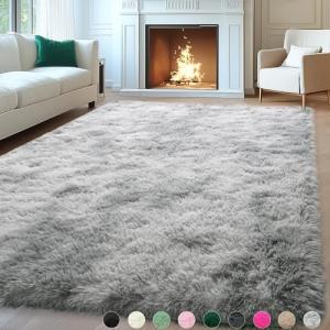 Mugorn 8x10 Area Rugs for Living Room, Large Fluffy Rugs for Bedroom, Soft Carpet Shag Kids Room Rug, Non-Slip Fuzzy Rugs Indoor (Grey Tie-Dyed, 8ft x 10ft)