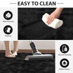 FinRèc Soft Black Rugs for Bedroom Living Room, 4x6 Feet Modern Indoor Fluffy Shaggy Area Rug, Non-Slip Fuzzy Furry Rug for Nursery Kids Room Dorm Room Home Decor, High Pile Plush Floor Carpet