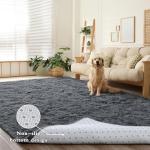 DweIke Fluffy Dark Grey 4x6 Area Rugs for Bedroom Living Room, Soft Plush Shaggy Deep Gray Girls Boys Kids Rug, Non-Slip and Machine Washable Carpet for Dorm Nursery Classroom Decor
