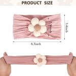 MIUXUESO 3 Pcs Baby Flower Headbands Baby Girls Nylon Headband Soft Hairbands Hair Accessories for Newborn Infant Toddler Kids (Beige Pink Khaki)