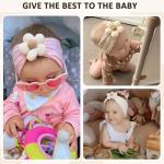 MIUXUESO 3 Pcs Baby Flower Headbands Baby Girls Nylon Headband Soft Hairbands Hair Accessories for Newborn Infant Toddler Kids (Beige Pink Khaki)