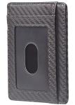 Travelambo Front Pocket Minimalist Leather Slim Wallet RFID Blocking Carbon Fiber Texture(Gray)