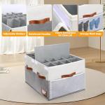 Supowin Shoe Organizer for Closet, Foldable Shoe Storage Bins with Lid & Adjustable Dividers, Fabric Shoe Box Storage Containers with Four Reinforced Handles, Fits 16 Pairs, 1 Pack, Grey
