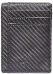 Travelambo Front Pocket Minimalist Leather Slim Wallet RFID Blocking Carbon Fiber Texture(Gray)