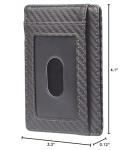 Travelambo Front Pocket Minimalist Leather Slim Wallet RFID Blocking Carbon Fiber Texture(Gray)