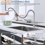 SOEBIZ Kitchen Faucets with Pull Down Sprayer, High Arc Single Handle Stainless Steel Commercial Kitchen Faucet 1 or 3 Hole Sink Faucet for Farmhouse Camper Laundry Rv Bar, Brushed Nickel