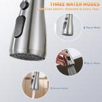 SOEBIZ Kitchen Faucets with Pull Down Sprayer, High Arc Single Handle Stainless Steel Commercial Kitchen Faucet 1 or 3 Hole Sink Faucet for Farmhouse Camper Laundry Rv Bar, Brushed Nickel