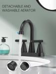Cobbe Bathroom Faucets for Sink 3 Hole, 4 Inch with Pop Up Drain and 2 Supply Hoses, 2 Handle Centerset Bathroom Faucet for Sink Vanity, Midnight Black Matte
