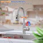 SOEBIZ Kitchen Faucets with Pull Down Sprayer, High Arc Single Handle Stainless Steel Commercial Kitchen Faucet 1 or 3 Hole Sink Faucet for Farmhouse Camper Laundry Rv Bar, Brushed Nickel