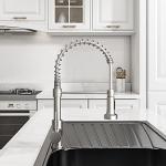 OWOFAN Kitchen Faucet with Pull Down Sprayer Brushed Nickel Stainless Steel 1 Handle Pull Out Spring Sink Faucets 1 Hole Or 3 Hole Dual Function for Farmhouse Camper Laundry Utility Rv Wet Bar