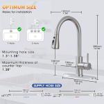 SOEBIZ Kitchen Faucets with Pull Down Sprayer, High Arc Single Handle Stainless Steel Commercial Kitchen Faucet 1 or 3 Hole Sink Faucet for Farmhouse Camper Laundry Rv Bar, Brushed Nickel
