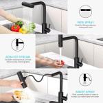 AVSIILE Matte Black Waterfall Kitchen Faucets with Pull Down Sprayer, Single Hole, Single Handle, Pull Out Tap, Stainless Steel Sink Faucet, Suitable for Farmhouse Camper Laundry Rv Bar