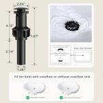FORIOUS Matte Black Bathroom Faucet with Pull Down Sprayer, Single Hole Bar Sink Faucet 1 Hole with Pop Up Drain Hose, Suitable for Bathroom, RV,Vanity, Restroom & Utility Sink