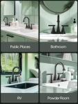 Cobbe Bathroom Faucets for Sink 3 Hole, 4 Inch with Pop Up Drain and 2 Supply Hoses, 2 Handle Centerset Bathroom Faucet for Sink Vanity, Midnight Black Matte