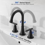 Bathroom Faucets for Sink 3 Hole, Hurran Matte Black Bathroom Sink Faucet with Pop-up Drain and Supply Lines, Stainless Steel Lead-Free Widespread Faucet for Vanity RV Farmhouse Sink