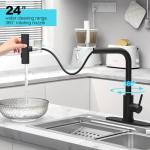 AVSIILE Matte Black Waterfall Kitchen Faucets with Pull Down Sprayer, Single Hole, Single Handle, Pull Out Tap, Stainless Steel Sink Faucet, Suitable for Farmhouse Camper Laundry Rv Bar
